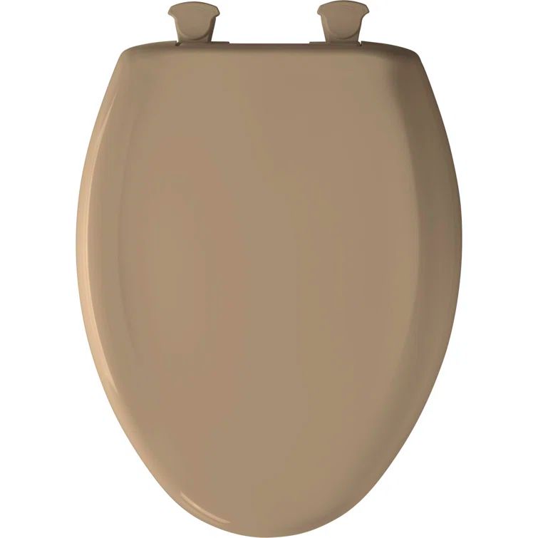 Sand Elongated Plastic Toilet Seat with Whisper-Close Lid