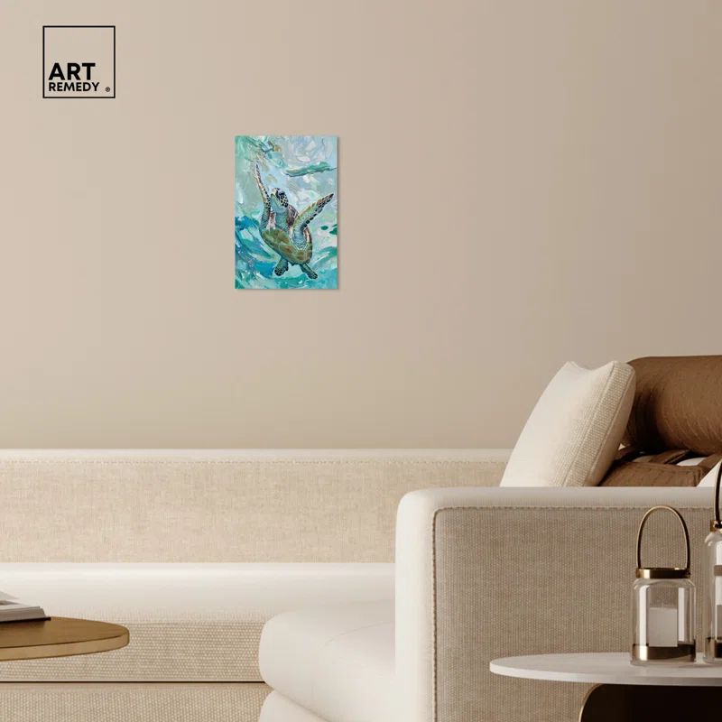 Serene Turtle Coastal Canvas Wall Art, 10" x 15"