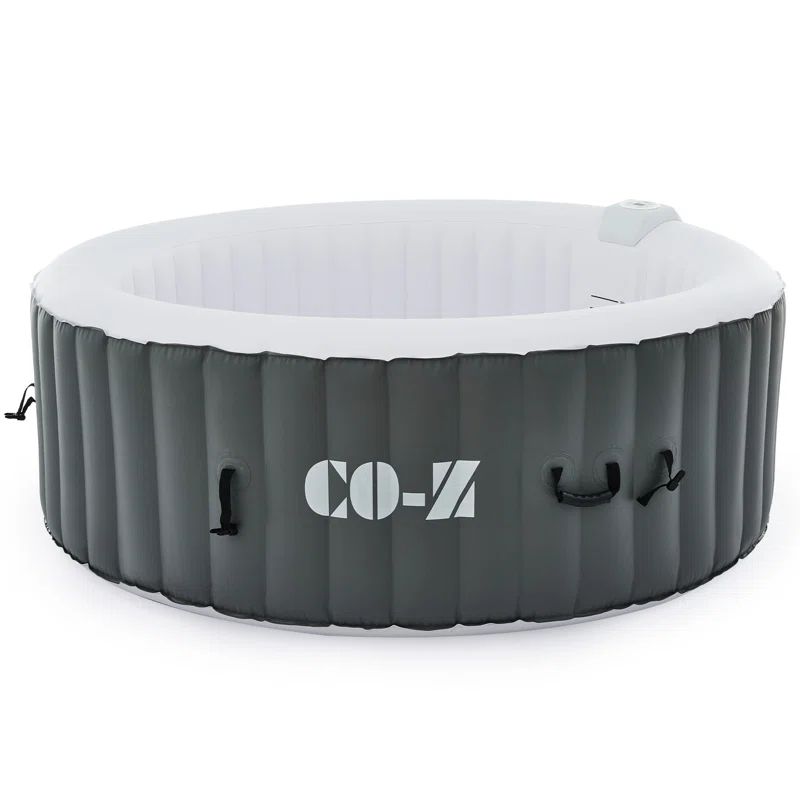 Gray Vinyl Inflatable Hot Tub with 120 Jets, 72" Round