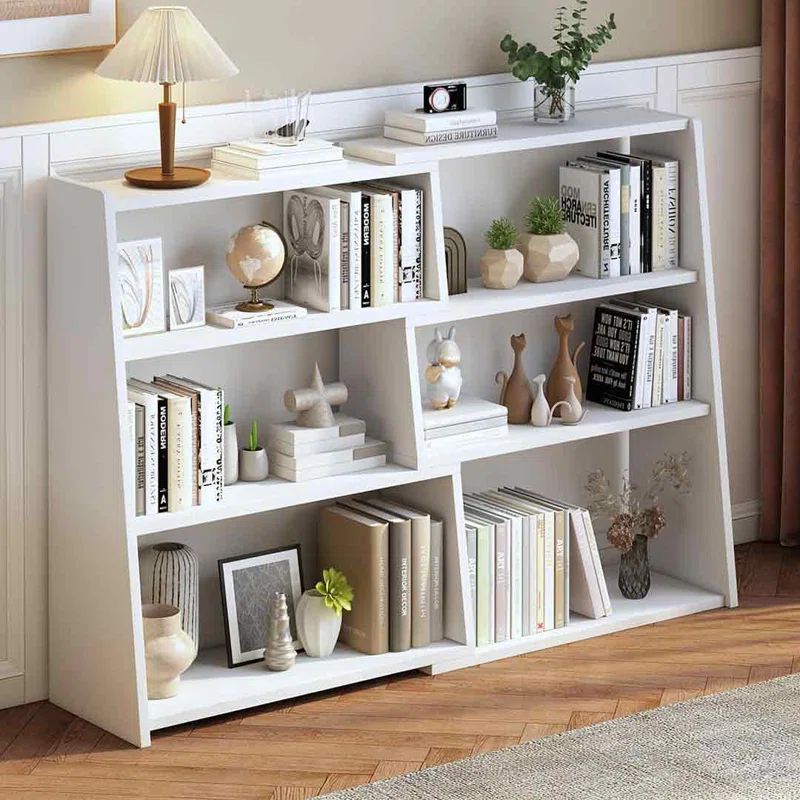 White MDF 3-Tier Ladder Corner Bookshelf with Extendable Shelves