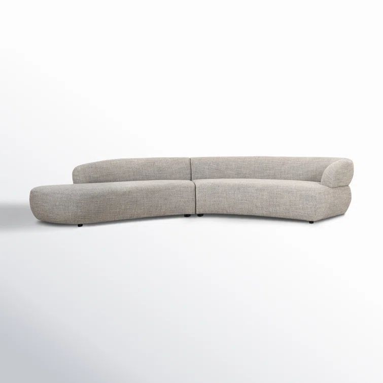 Gray Curved Polyester Blend 2-Piece Sectional Sofa