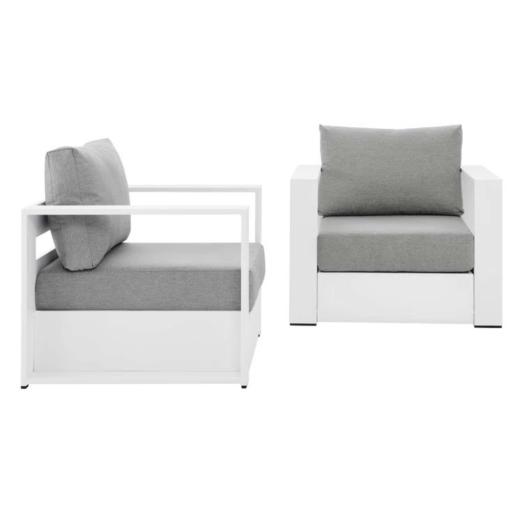 Tahoe Modern 72" Gray and White Aluminum Outdoor Armchair Set
