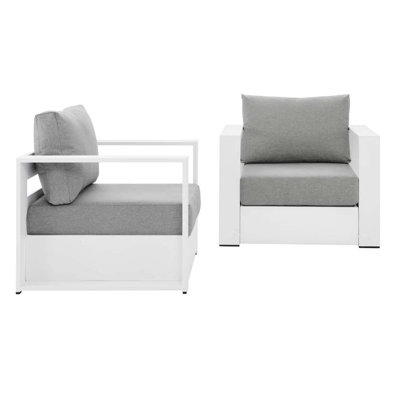 Tahoe Modern 72" Gray and White Aluminum Outdoor Armchair Set