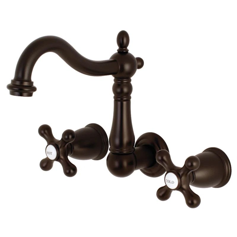 Heritage Oil Rubbed Bronze Wall Mount Bathroom Faucet