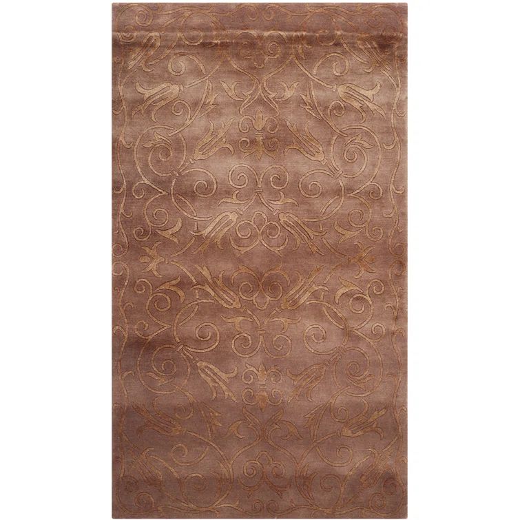 Lilac Geometric Hand-Knotted Wool Silk 6' x 9' Rug