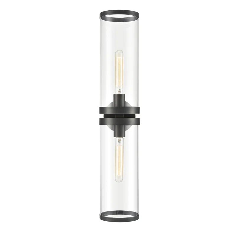 Revolve II Urban Bronze Clear Glass Cylinder Wall Sconce