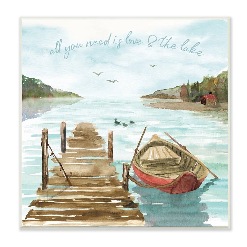 Love and Lake Sentiment Landscape Wall Plaque, 12 x 12, MDF Wood