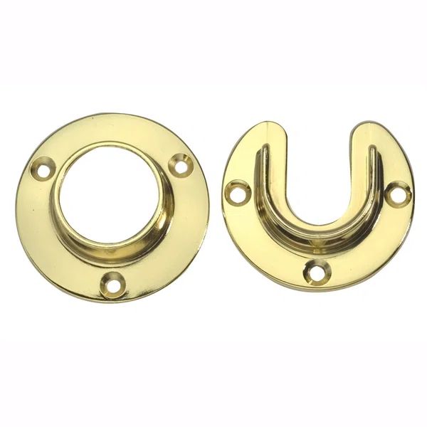 Polished Brass Heavy Duty Closet Rod Flange Set