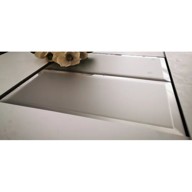 Frosted Elegance Matte Gray Beveled Glass Subway Wall Tile