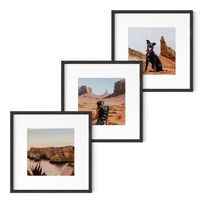 Black Oak Wood 12x12 Picture Frames Set of 3