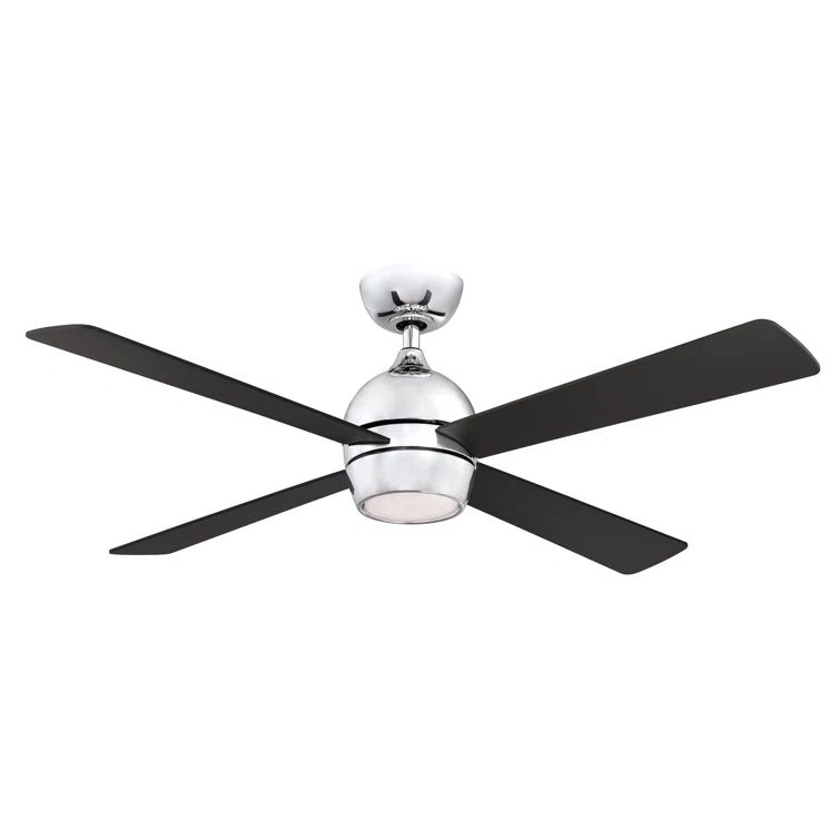 Kwad 52" Matte White Wood Blade Ceiling Fan with LED Light