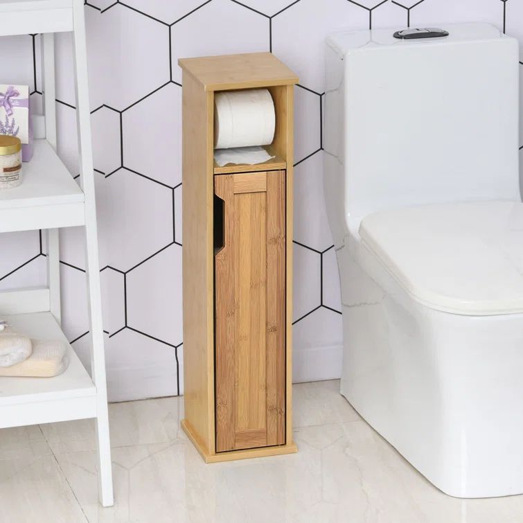 Mahe Bamboo and MDF Free-Standing Toilet Paper Holder Cabinet
