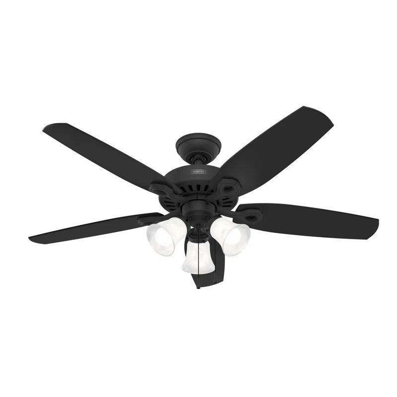 Matte Black 52" Ceiling Fan with Lighting and Remote