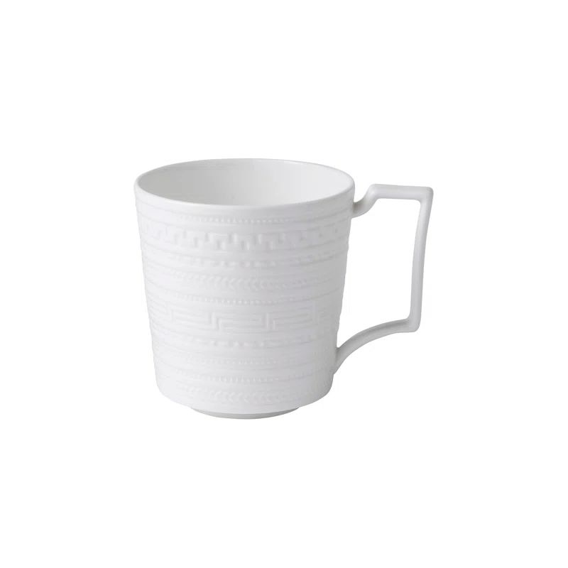 White Geometric Embossed Ceramic Mug, 12-Ounce