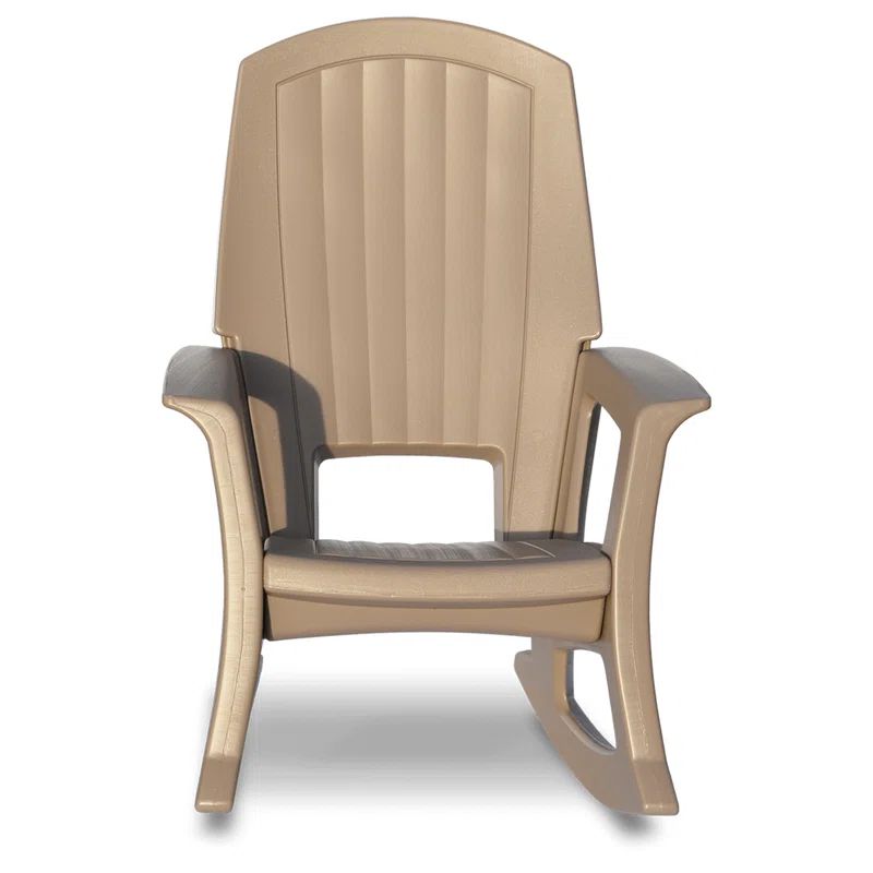 Taupe Heavy Duty Resin Outdoor Rocking Chair with Cushions