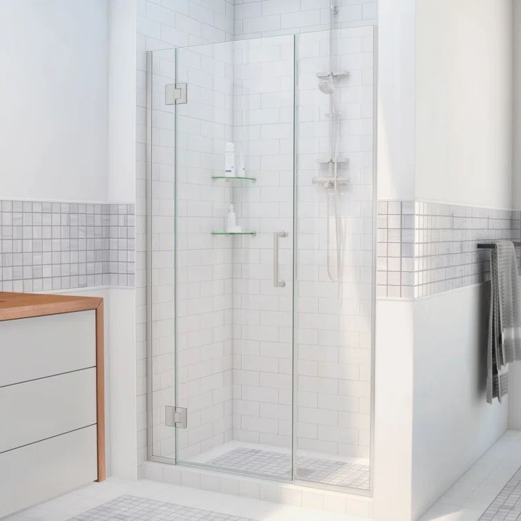 Unidoor-X 58" Frameless Clear Glass Hinged Shower Door
