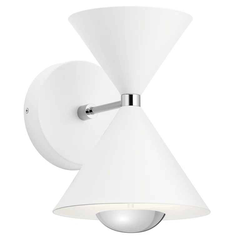 Matte White LED Wall Sconce with Black Chain