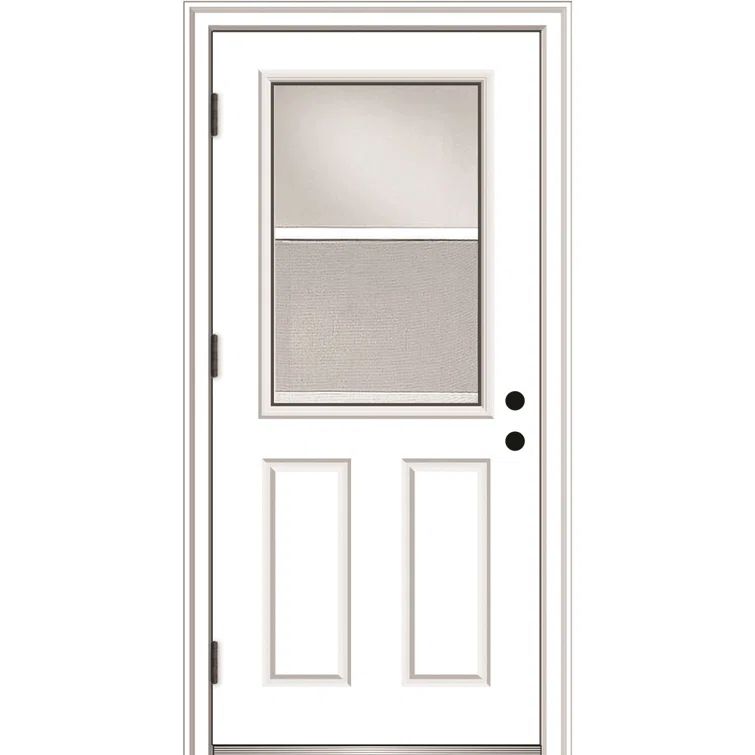 Primed Fiberglass Half Lite Right-Hand Outswing Front Door with Insulating Core