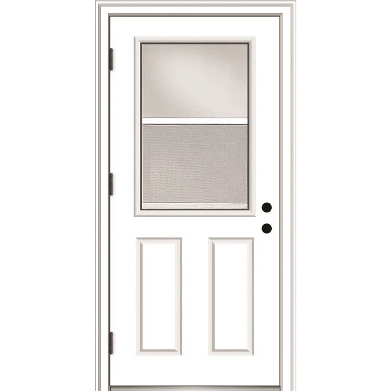 White Fiberglass Front Entry Door with Clear Glass Panel