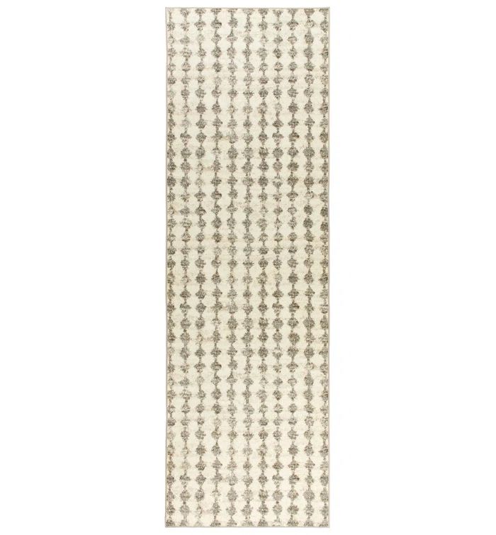 Izzy Gray and Off-White Machine Washable Wool Rug