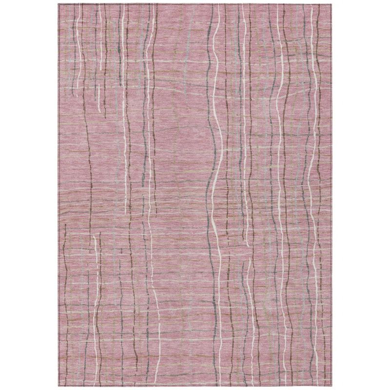 Addison Pink Stripe Synthetic Flat Woven Washable Rug 2'6" x 3'10"