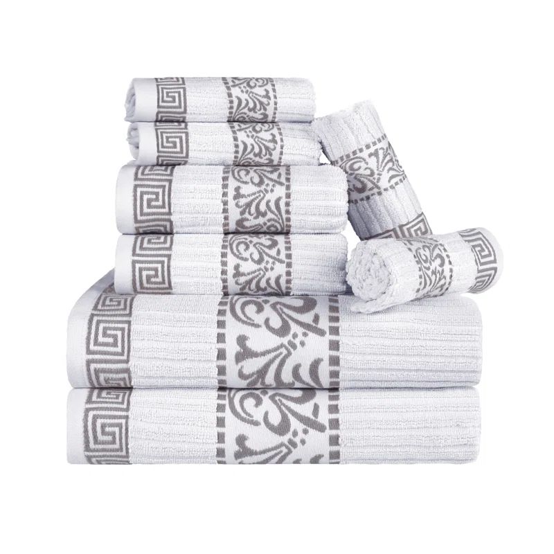 Athens White and Chrome Cotton 8-Piece Towel Set