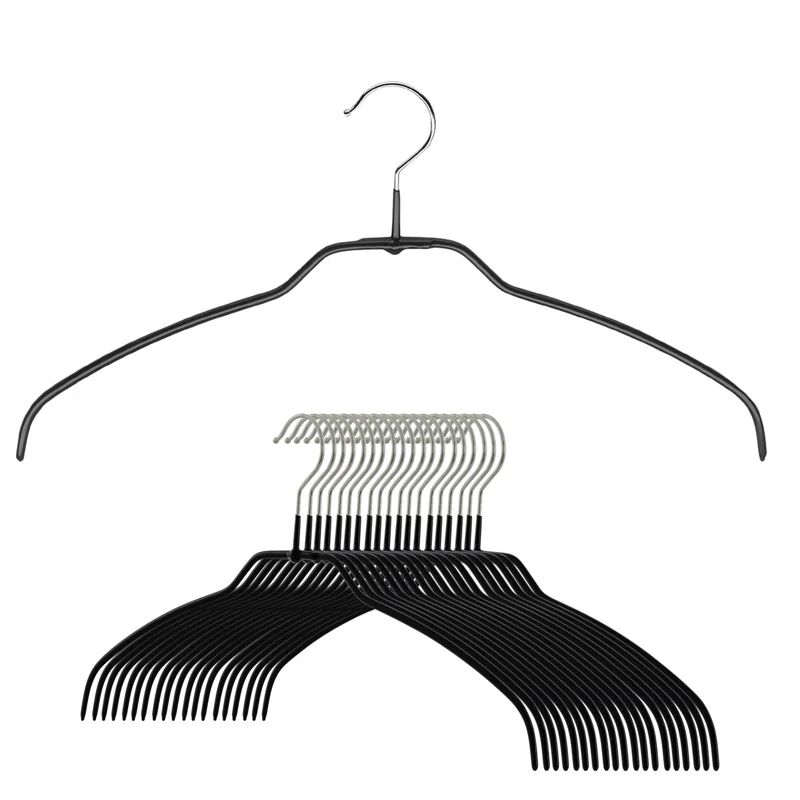 Black Ultra-Thin Non-Slip Metal Shirt Hangers, Set of 20