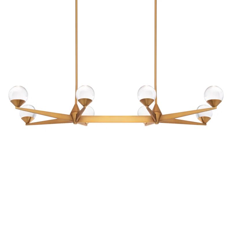 Aged Brass Double Bubble LED Chandelier with Crystal Accents