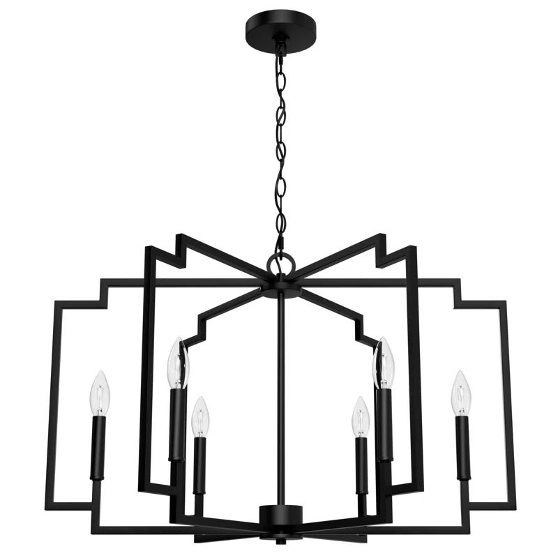 Matte Black Geometric 6-Light Candle Chandelier
