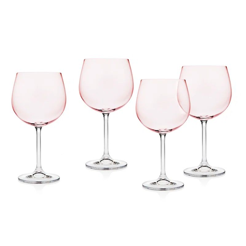 Meridian Blush Lead-Free Crystal Wine Goblets, Set of 4