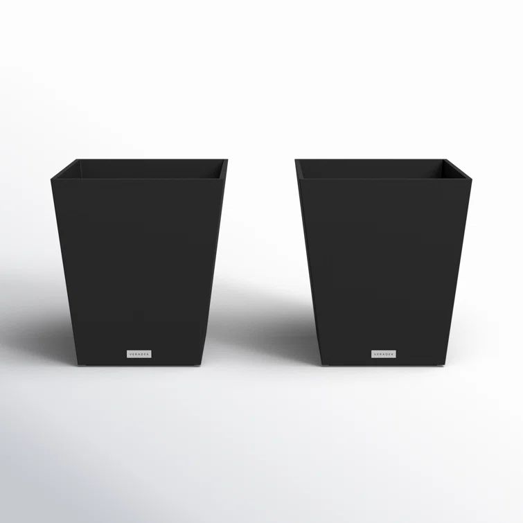 Nobleton Black Square Indoor/Outdoor Planter Set, 18" H x 16" W