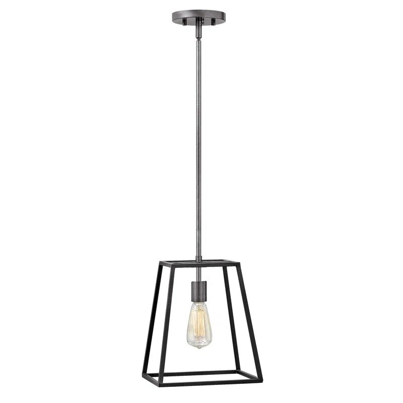 Fulton Mini Aged Zinc Tapered Cage Pendant Light with Vintage Industrial Style