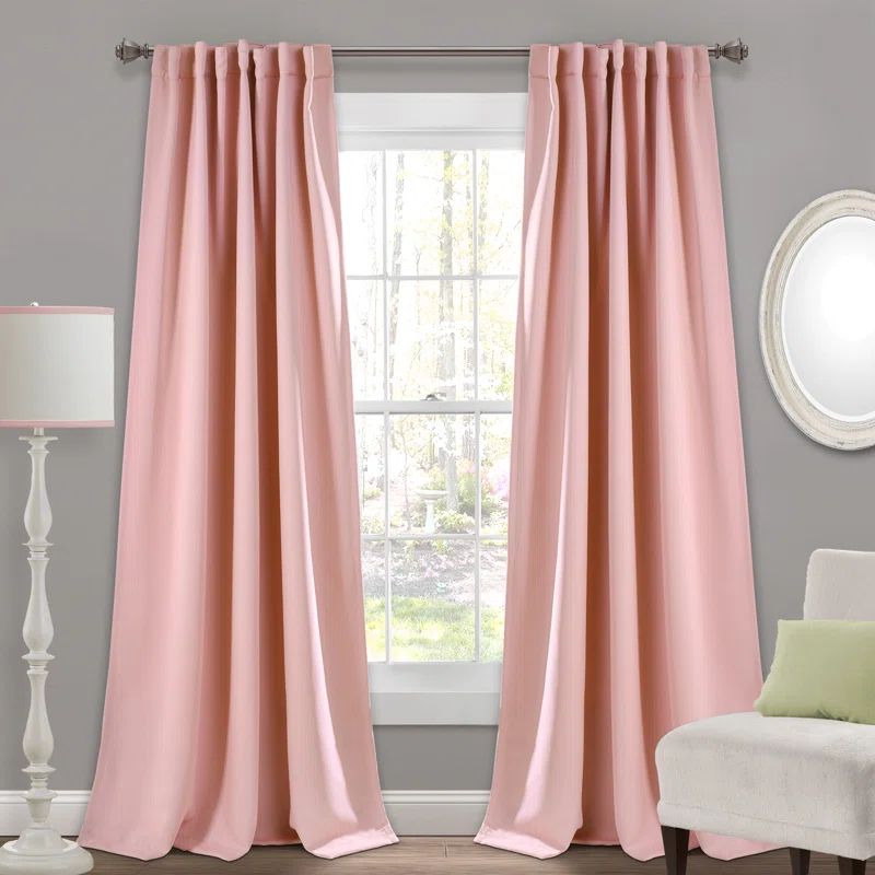 Pink Insulated Blackout Polyester Nursery Curtain Panels