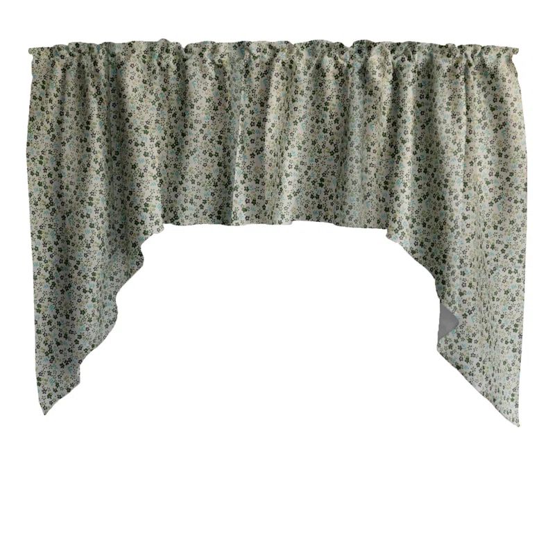 Green and White Floral Cotton Swag Window Valance