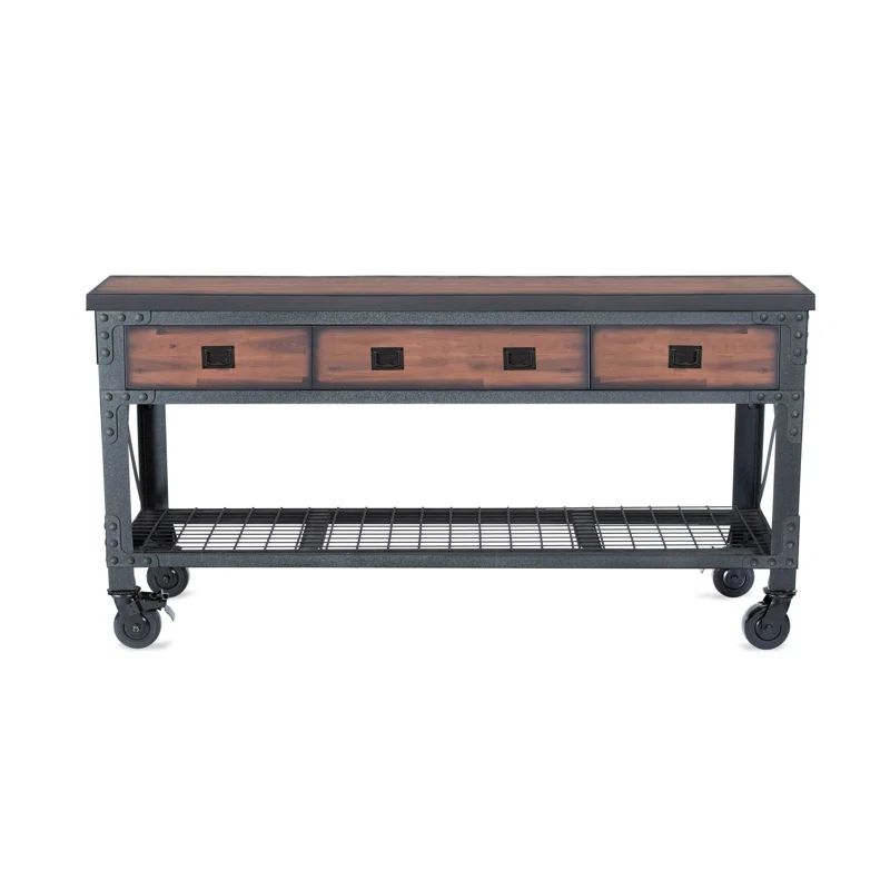 Duramax 72" Black Steel and Wood Rolling Workbench