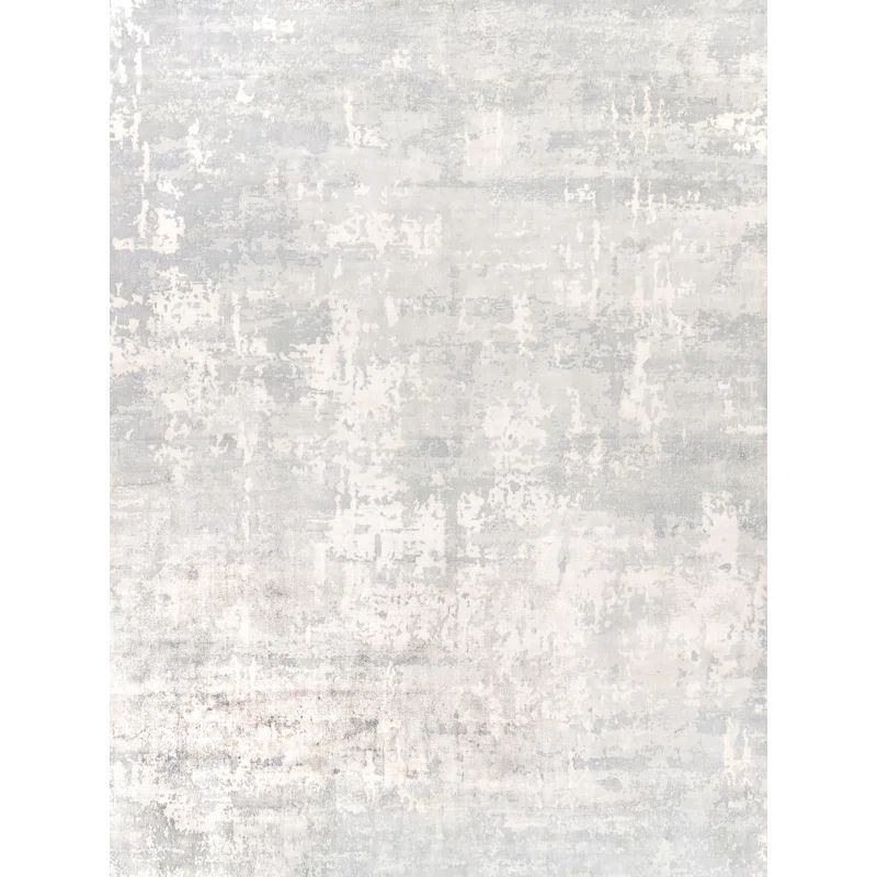 Handmade Rectangular Gray Viscose Abstract Area Rug