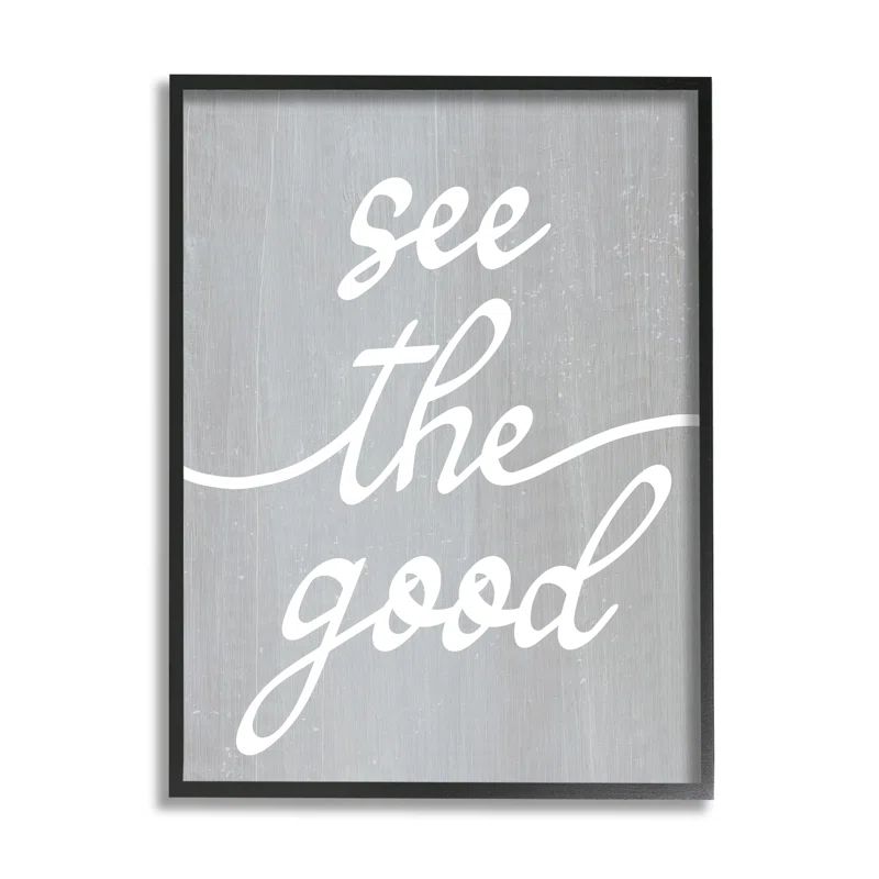 Gray and White Motivational Quote Canvas Print with Black Frame