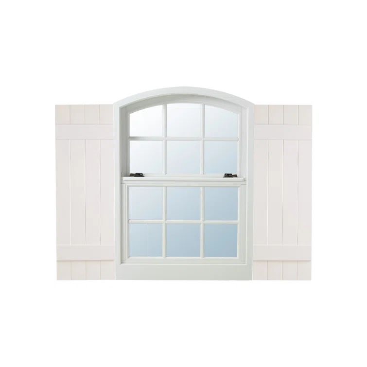 Alpha 31" White Faux Wood Vinyl Exterior Shutters