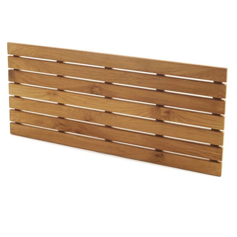 Natural Teak Wood Slatted Shower Mat, 34" x 16"