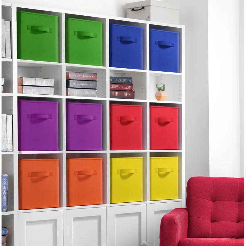 11 Inch Multicolor Collapsible Fabric Storage Cubes, 12 Pack