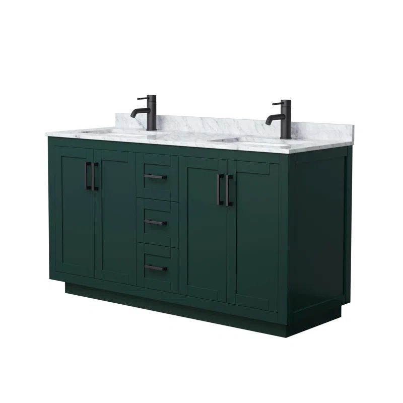 Miranda 60" Green Freestanding Double Vanity with Marble Top