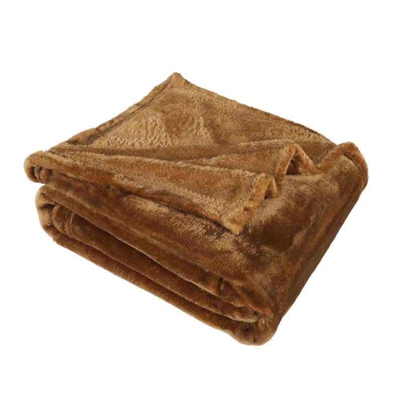 Sepia Solid Microfiber Fleece Reversible Throw Blanket