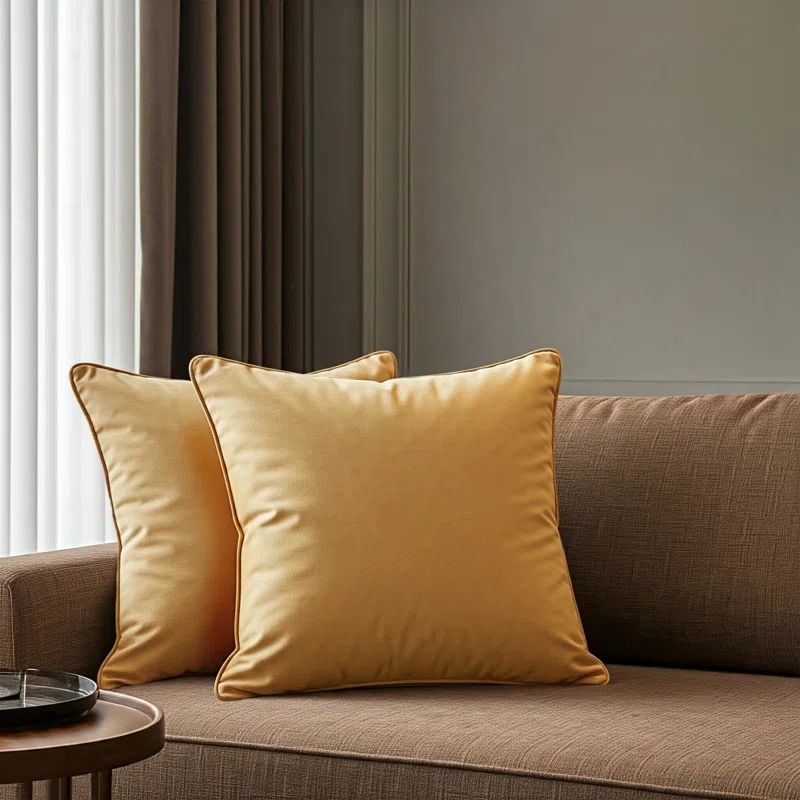 Mustard Yellow Velvet Euro Pillow Covers Set of 2