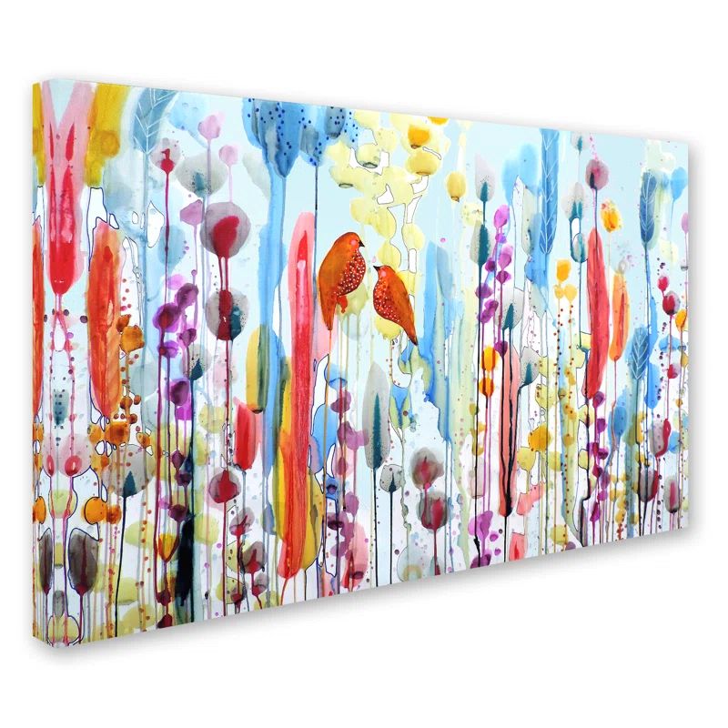 Si Tu Me Le Demandais Colorful Abstract Birds Canvas Art