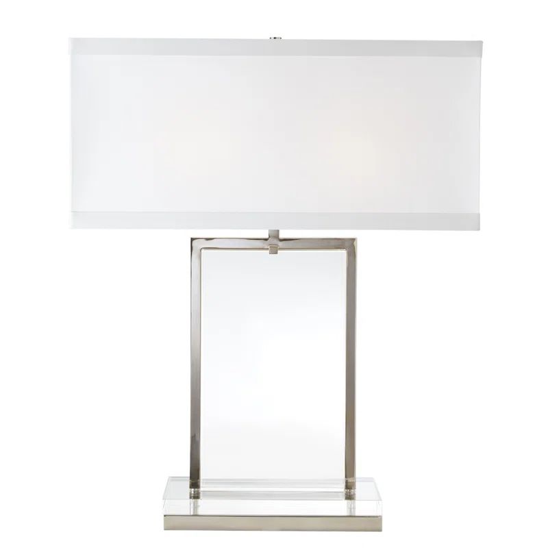 Elegant Nickel 2-Light Buffet Lamp with Ivory Silk Shade