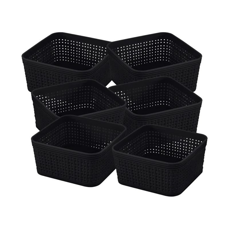 Simplify Black Plastic Multipurpose Storage Basket Set of 6
