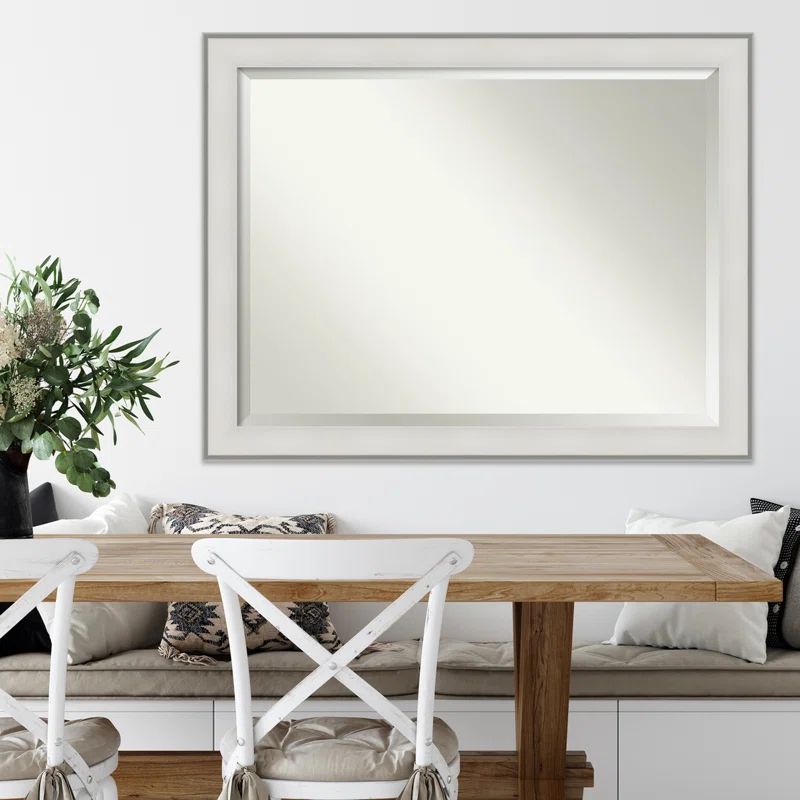 Imperial White Rectangular Beveled Bathroom Vanity Mirror