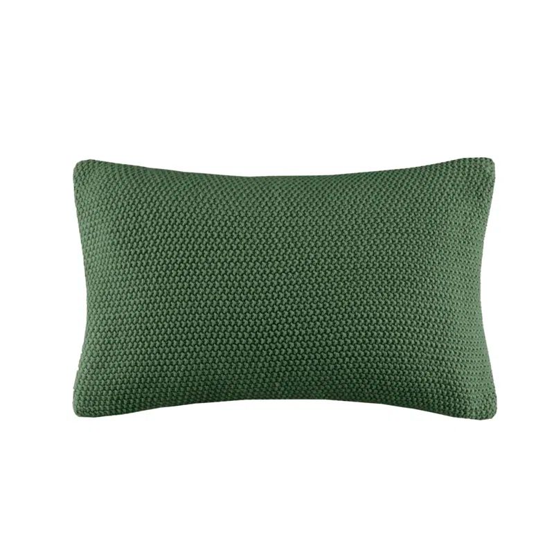 Green Acrylic Knit Oblong Pillow Cover with Hidden Zipper