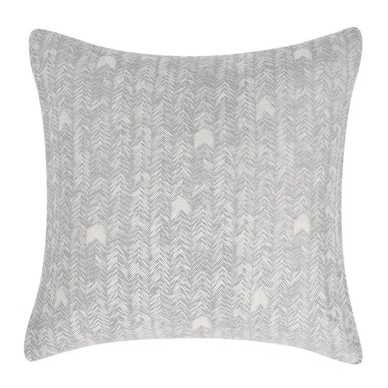 Gray Cotton Euro Sham with French Herringbone Pattern