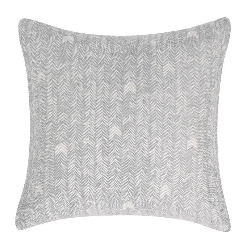 Gray Cotton Euro Sham with French Herringbone Pattern